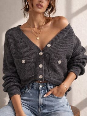 H&M Cropped Cardigan Coquette Balletcore Preppy Soft Girl